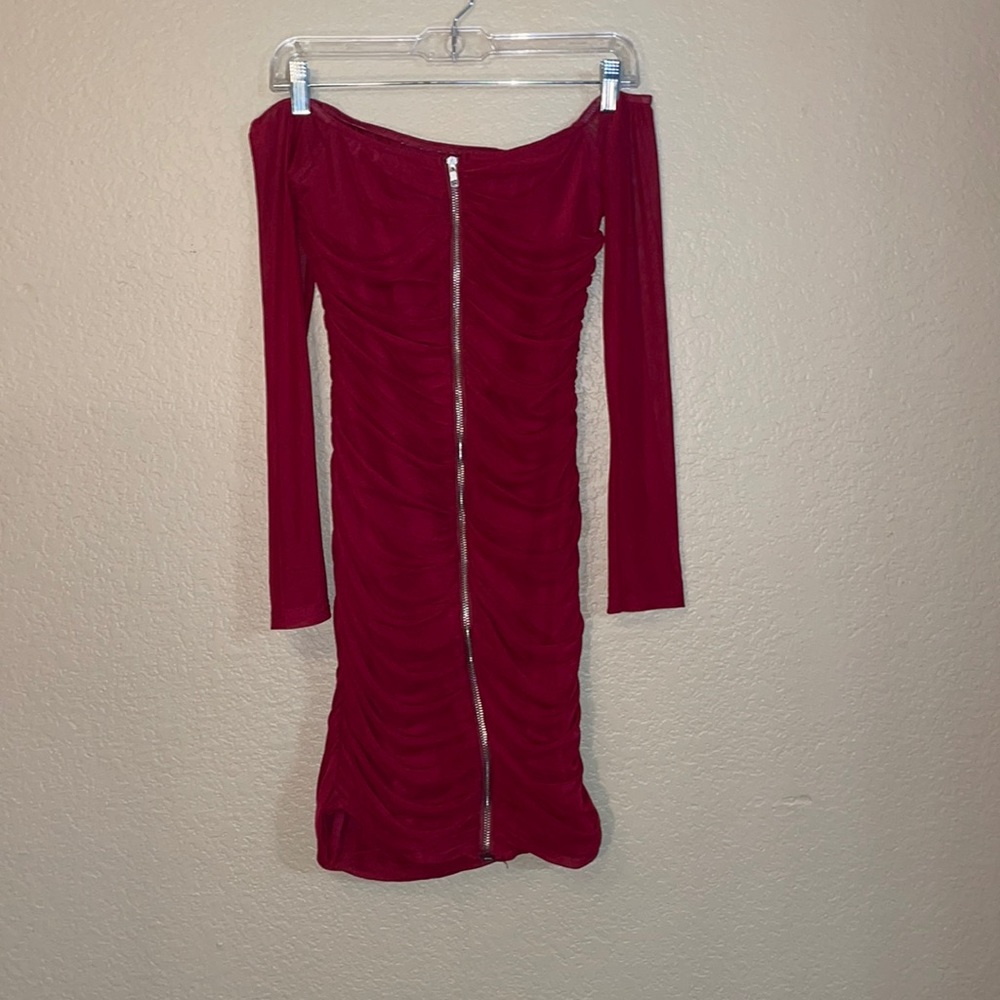 Strapless ruched mini dress